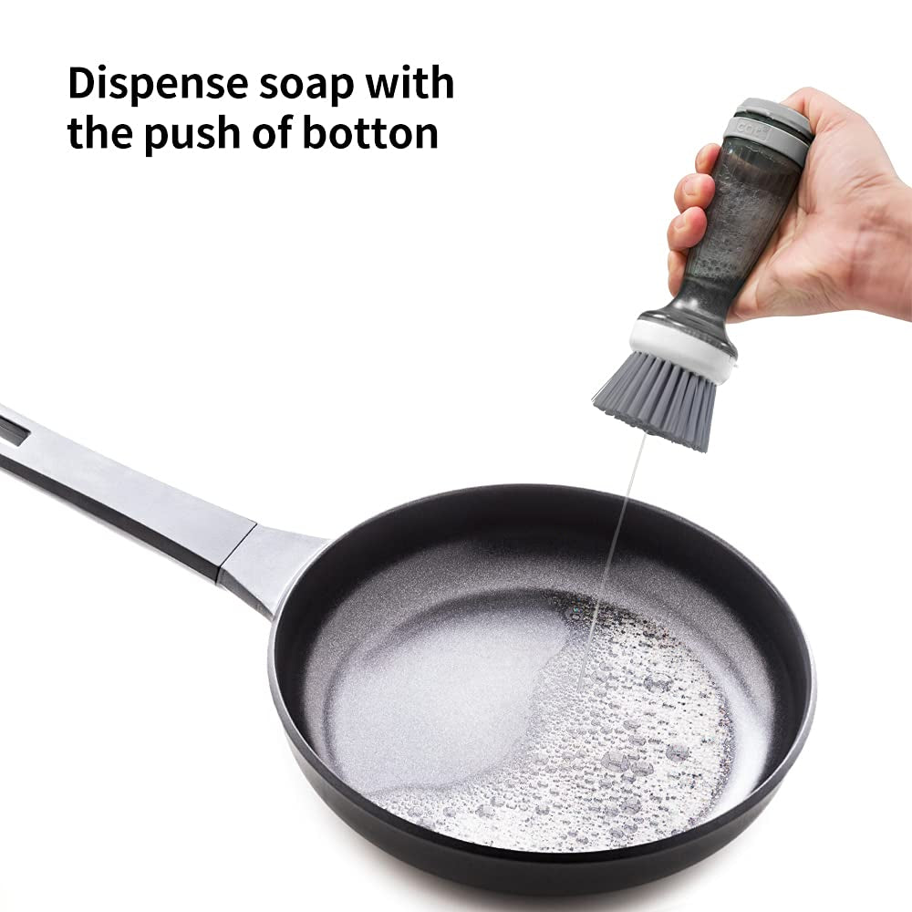 Pot & Pan Scrub Brush – Built-In Soap Dispenser for Easy Cleaning