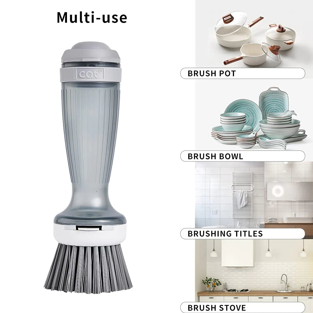 Pot & Pan Scrub Brush – Built-In Soap Dispenser for Easy Cleaning