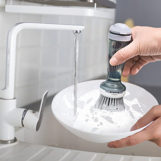 Pot & Pan Scrub Brush – Built-In Soap Dispenser for Easy Cleaning